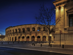 Arena of Nimes at night, Nimes