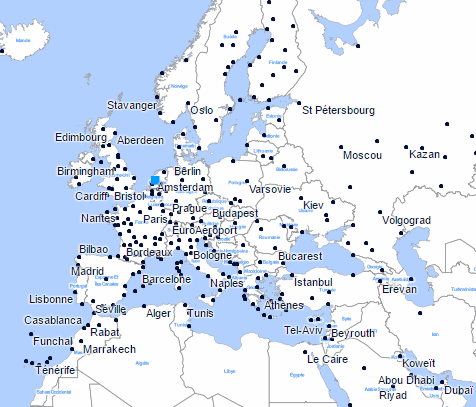 carte réseau ligne avion Air France France Europe