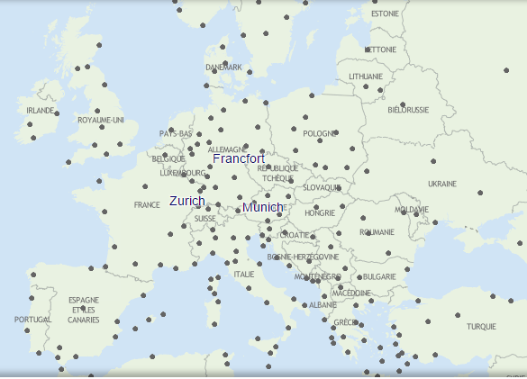 carte réseau ligne avion Lufthansa low cost France Europe
