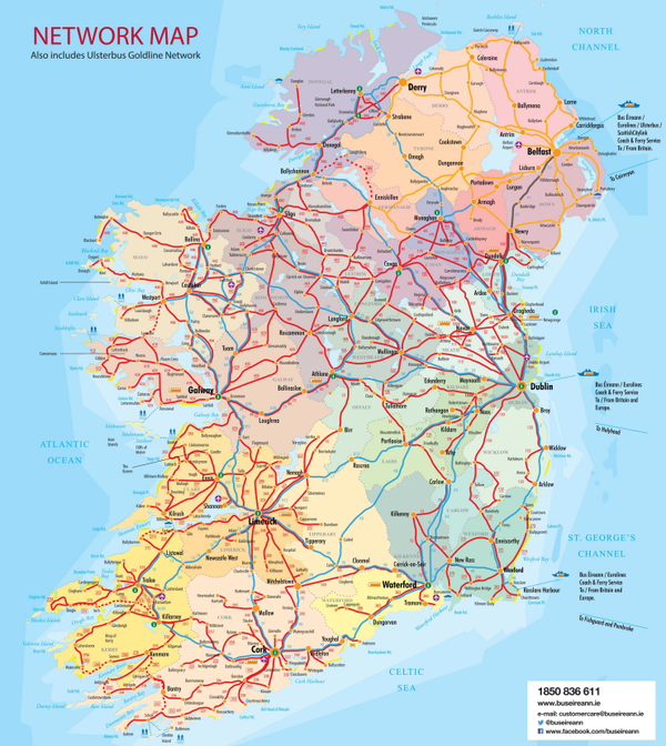 Bus Eireann network map bus routes Ireland