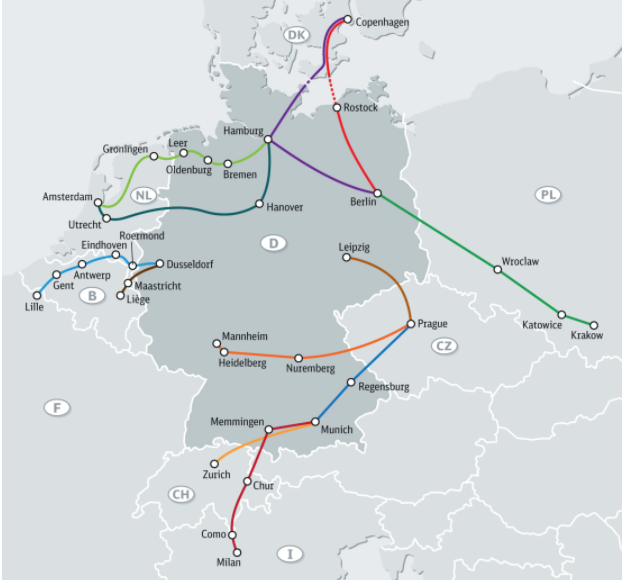 Buliniennetzplan von IC Bus