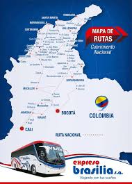 Expreso Brasilia autobús rutas de mapa en Colombia